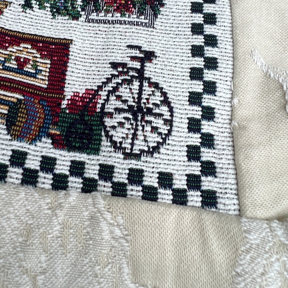 Vintage Completed Needlepoint Christmas Pillow Cover Upholstery Fabric 13” - Picture 9 of 13